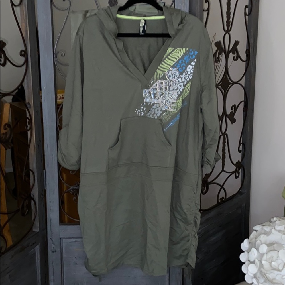 Plus size 2x olive green sweatshirt dress. NWT